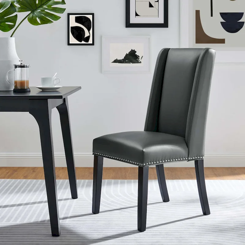 Vegan Leather Dining Chair, Modern Upholstered Side Chair for Kitchen or Dining Room
