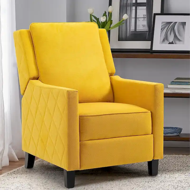 AVAWING Push Back Recliner Chair Linen Wing Back Chair