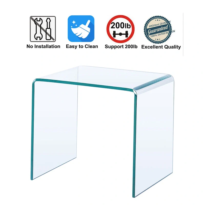Glass Console Table, Transparent Tempered Glass Console Table