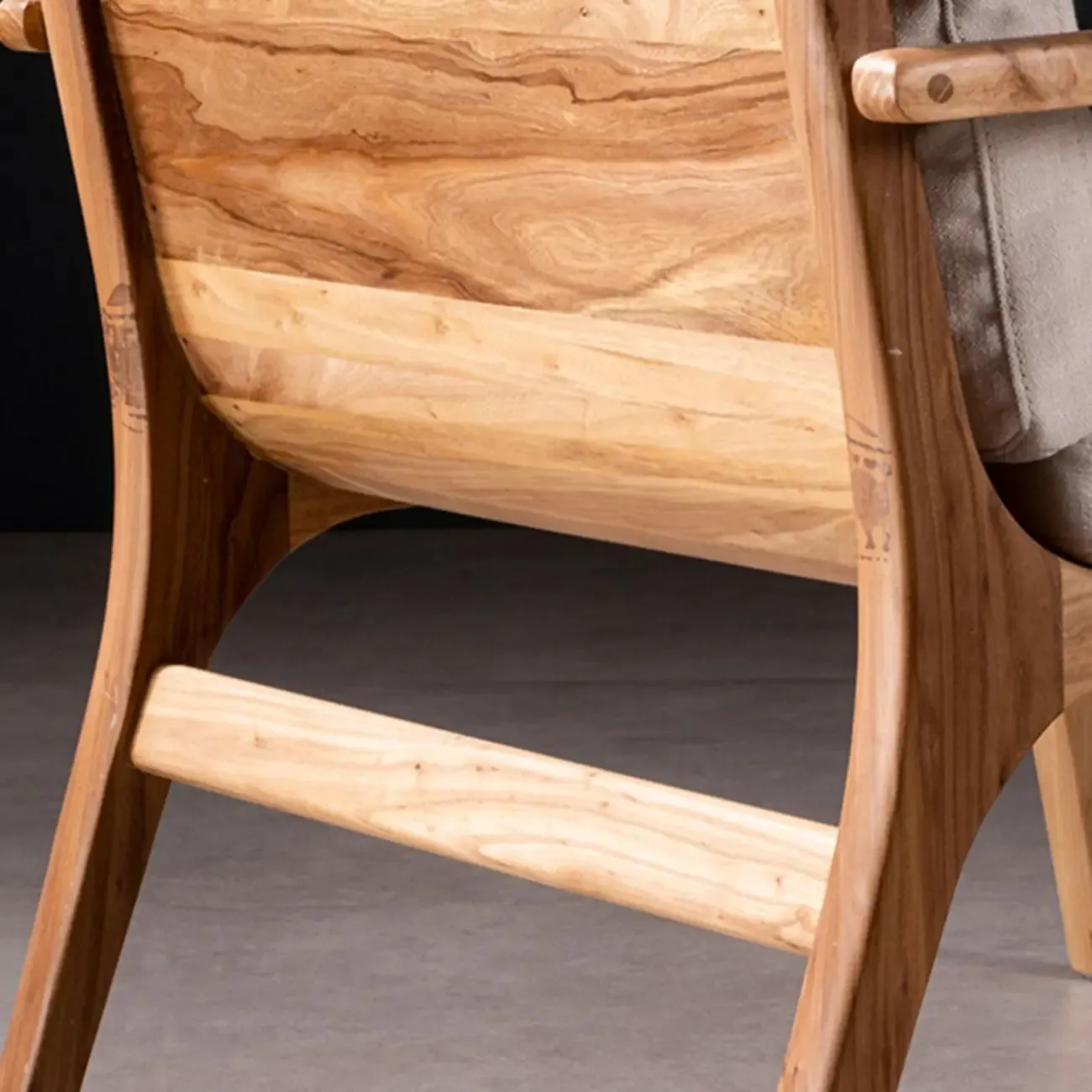 Scandinavian Faux Leather Wood Square Arm Accent Chair