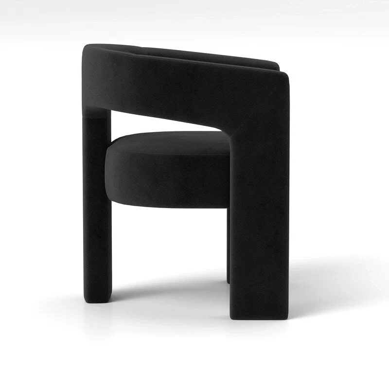 Modern Glam Velvet Upholstered Dining Chair, Open-Back Accent Chair