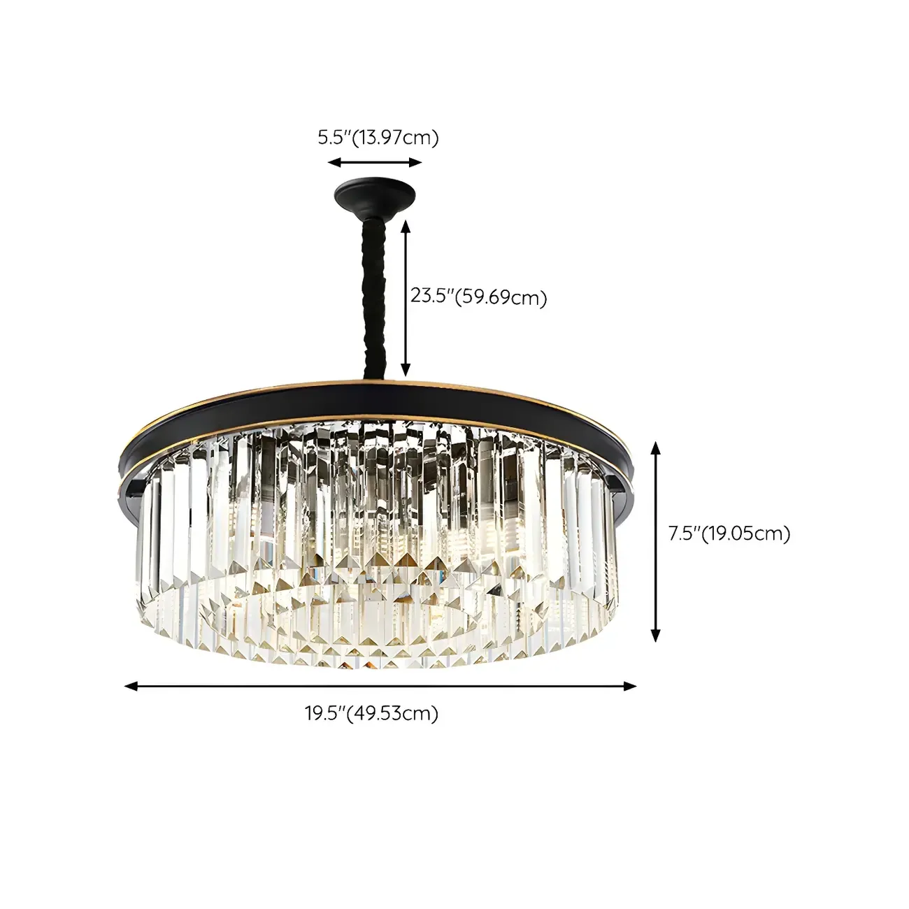 Modern Cylinder Crystal Chandelier Height Adjustable