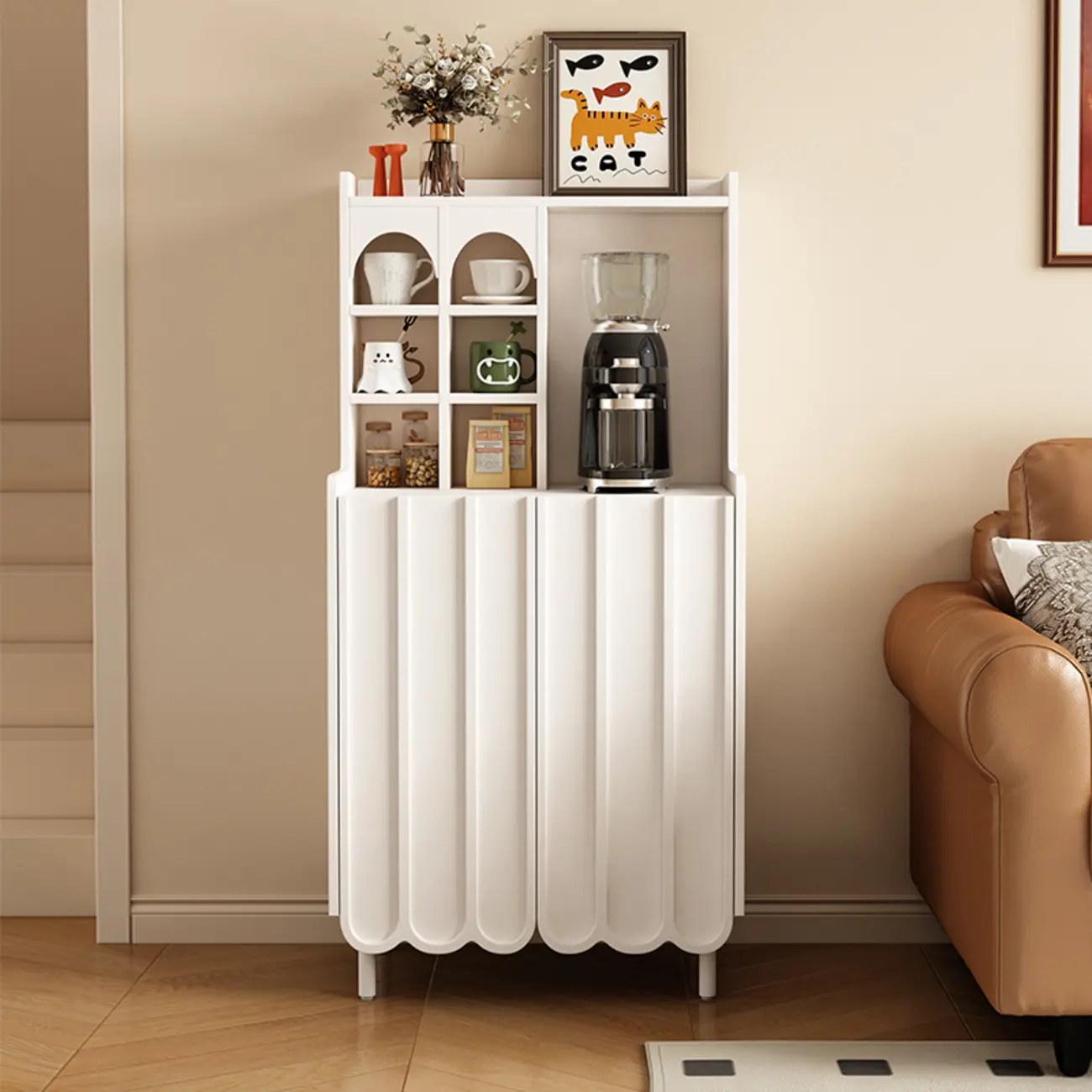 Scandinavian Wooden 3 Shelf Sideboard Cabinet in Black or White