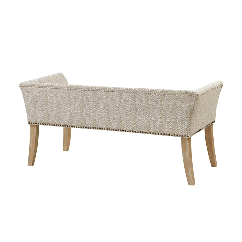 Madison Park Welburn 49.5 Upholstered Bench with Back & Wood Legs