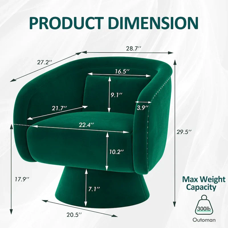 Nailhead Swivel Barrel Chair