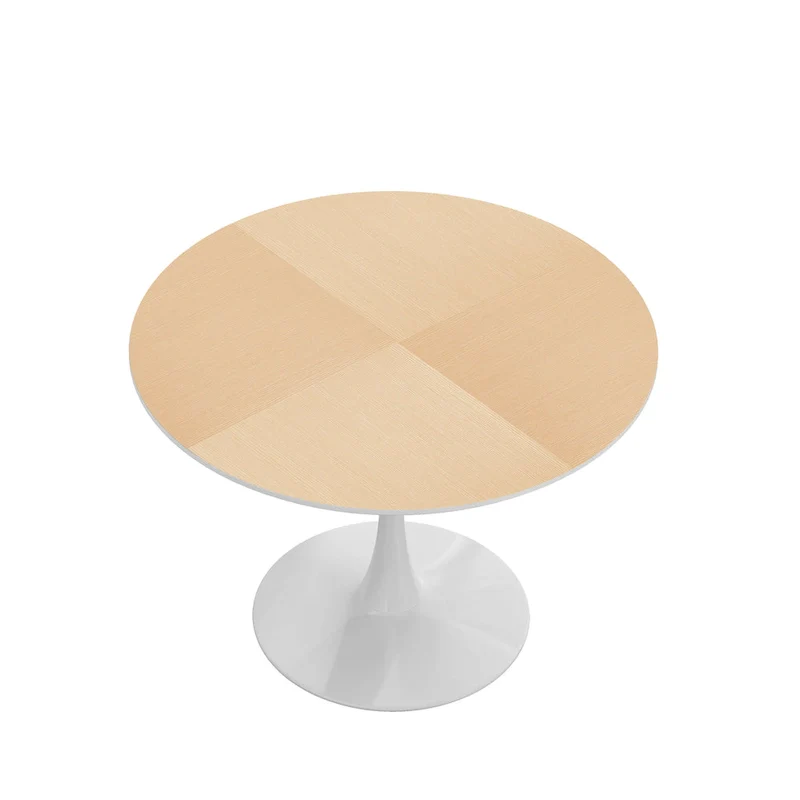 Modern Dining Table with Round Table Top & Metal Base