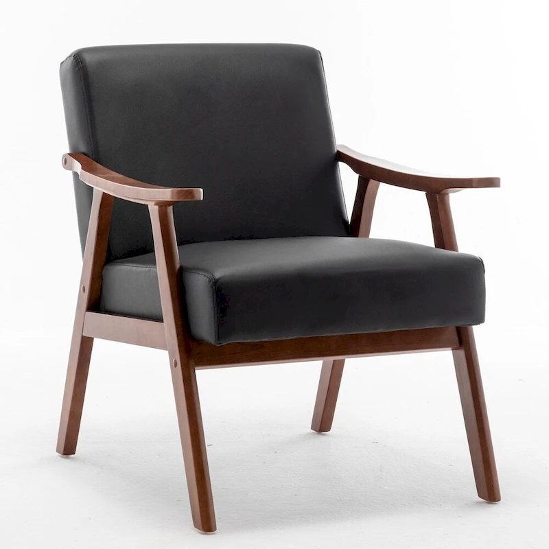 Extra-Thick Backrest Accent Chair with Solid Wood Frame