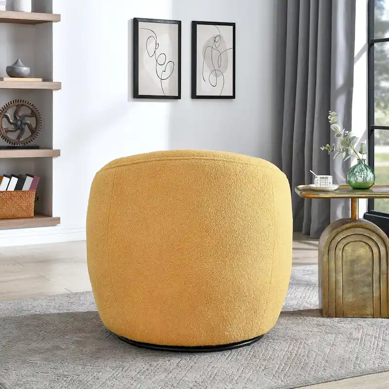 Roundhill Furniture Galleria 360 Swivel Teddy Sherpa Fabric Barrel Chair