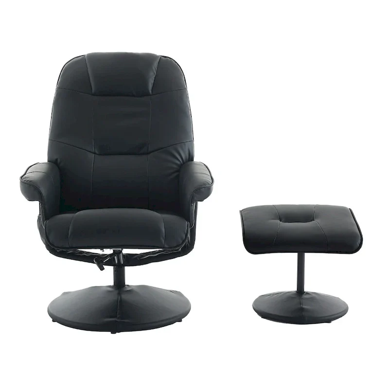 PU Leather 360 Swivel Massage Recliner Chair with Ottoman, Massage and Heated Seat, 140 Adjustable Backrest