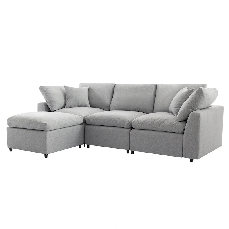 U_STYLE Down Filled Upholstery Convertible Sectional Sofa, L Shaped Couch with Reversible Chaise