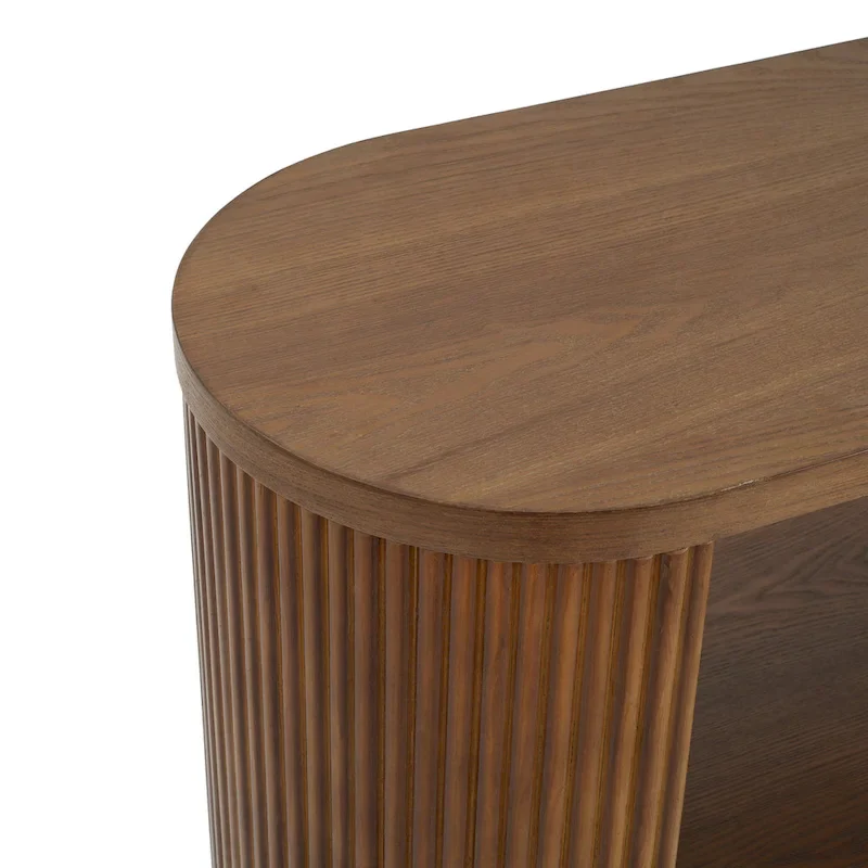 Modern Entryway Table (with Open Shelving and Elegant Wood Grain Design)