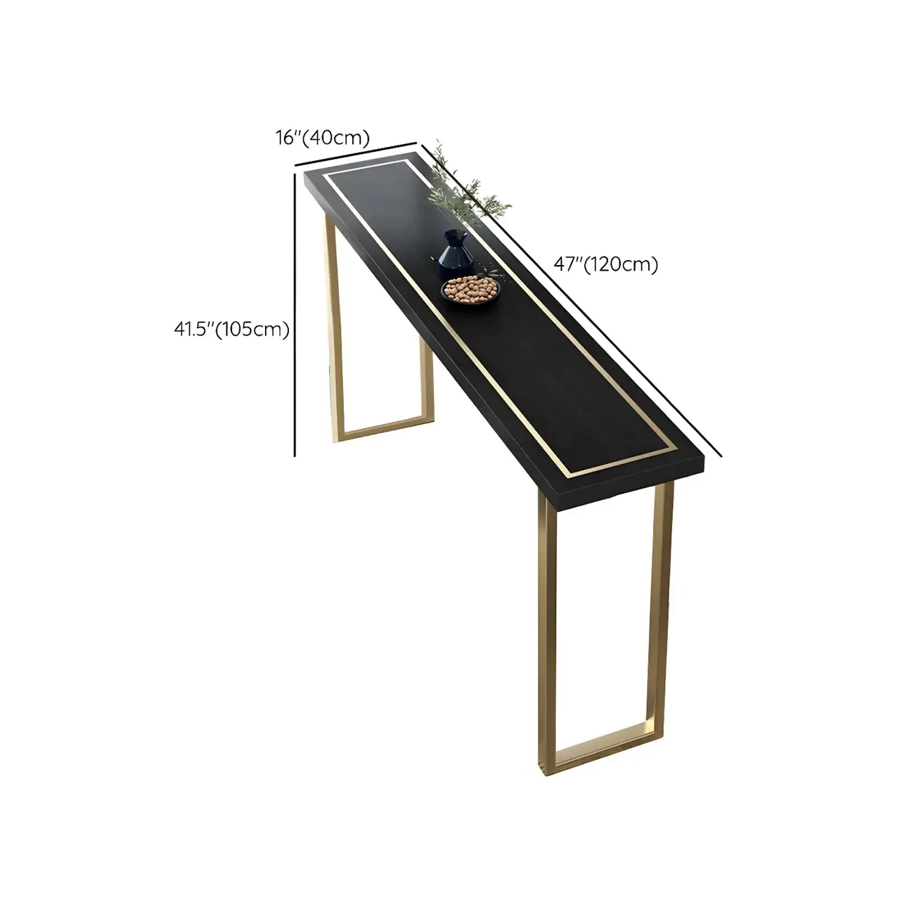 Glam Black Pine Wood Gold Iron Sled Bar Tables