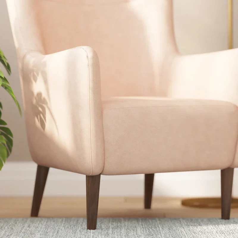 Upholstered Wingback Accent Chair with Wooden Frame and Legs