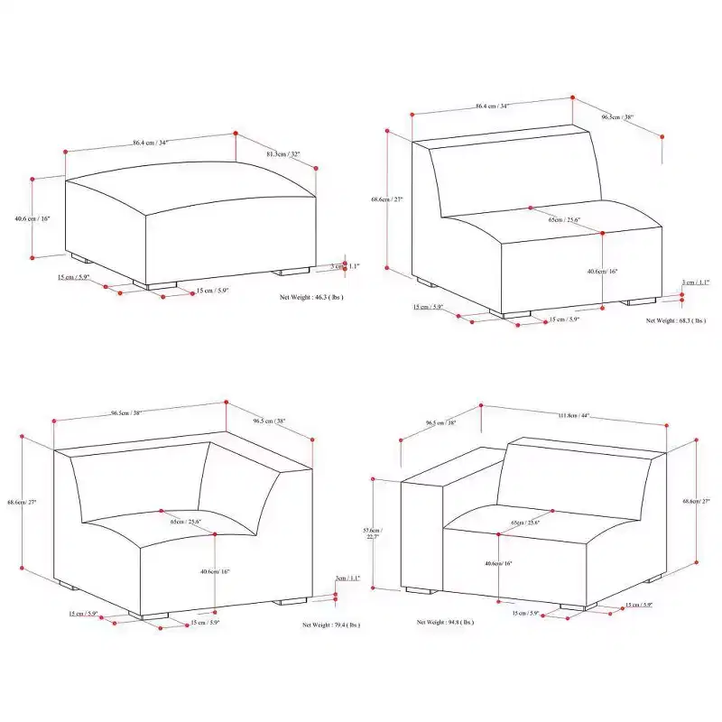 WyndenHall Biggs Right Sectional and Ottoman Pale Gray