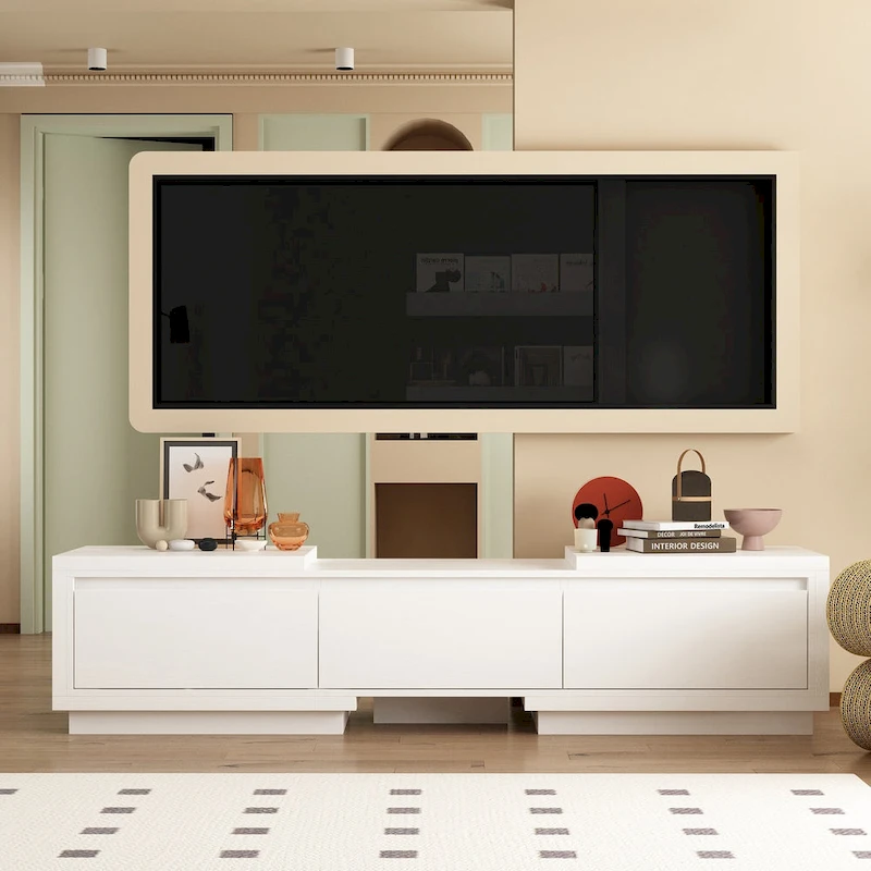 Entertainment Center Table Retracted Extendable TV Stand in Stretch