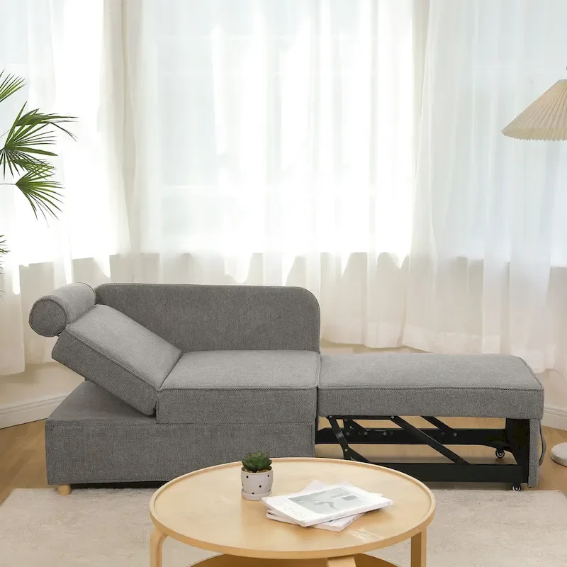 Hansabenne 4 in 1 Multi-Function Folding Sofa Folding Bed Single Futon Couch Guest Bed with 2 Throw Pillows