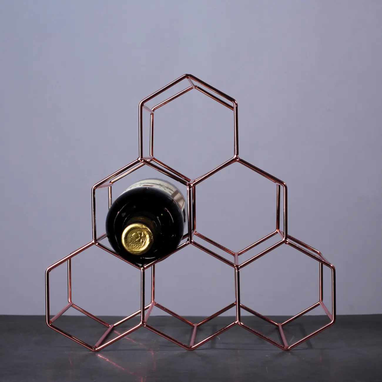 Modern Wine Rack Golden Honeycomb Countertop Bottle Holder