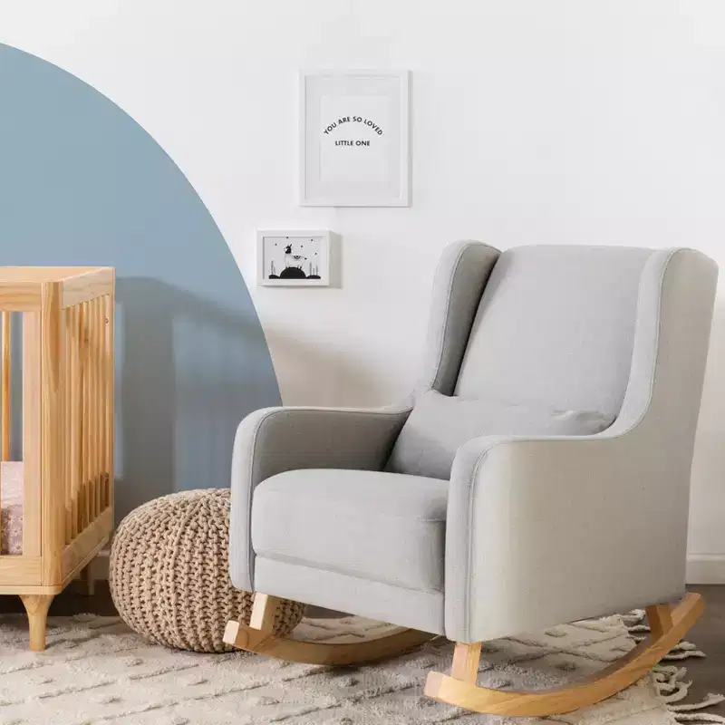 Mid-Century Wingback Rocking Chair, Eco-Performance Fabric, Water Repellent & Stain Resistant