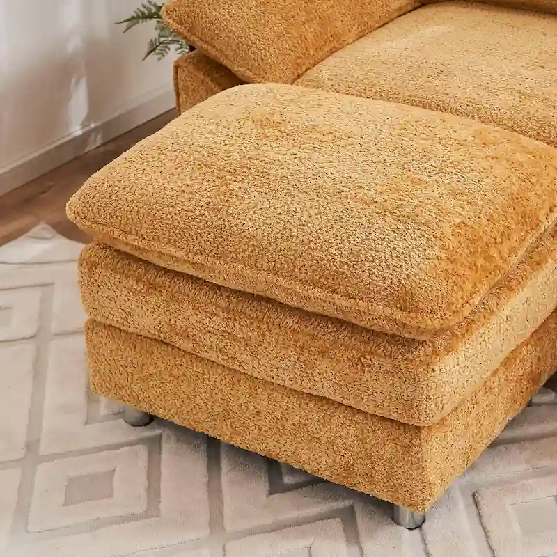 Modern Deep 3-Seat Sofa Couch with Ottoman