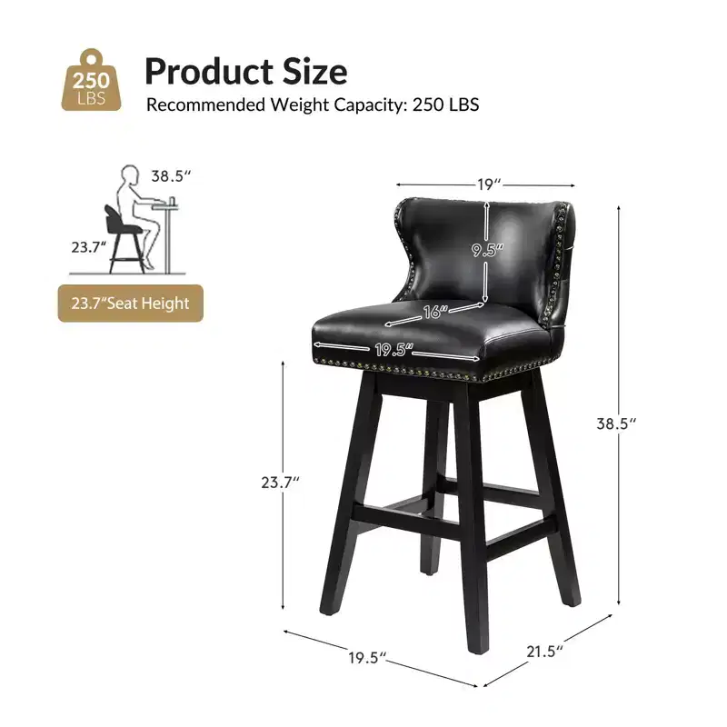 Johannes Swivel Bar & Counter Stool Set of 2|HULALA HOME