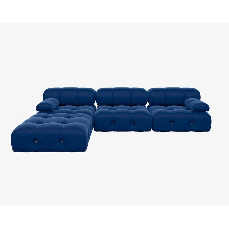 104 Wide Velvet Reversible Modular Sofa & Chaise with Ottoman