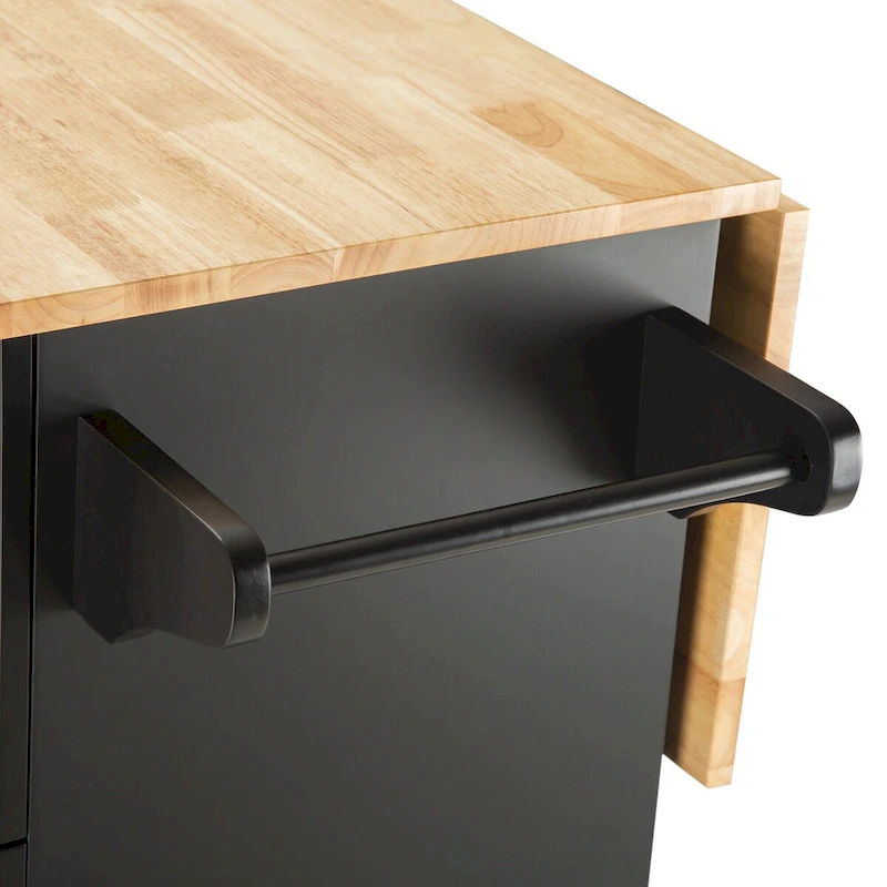 Mobile Kitchen Island & Kitchen Cart,With Extendable Rubber Wood Top and 3 Drawers - 53.93