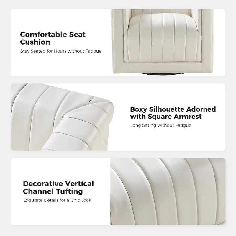 Esteban Modern Leather Upholstered Swivel Barrel Chair by HULALA HOME