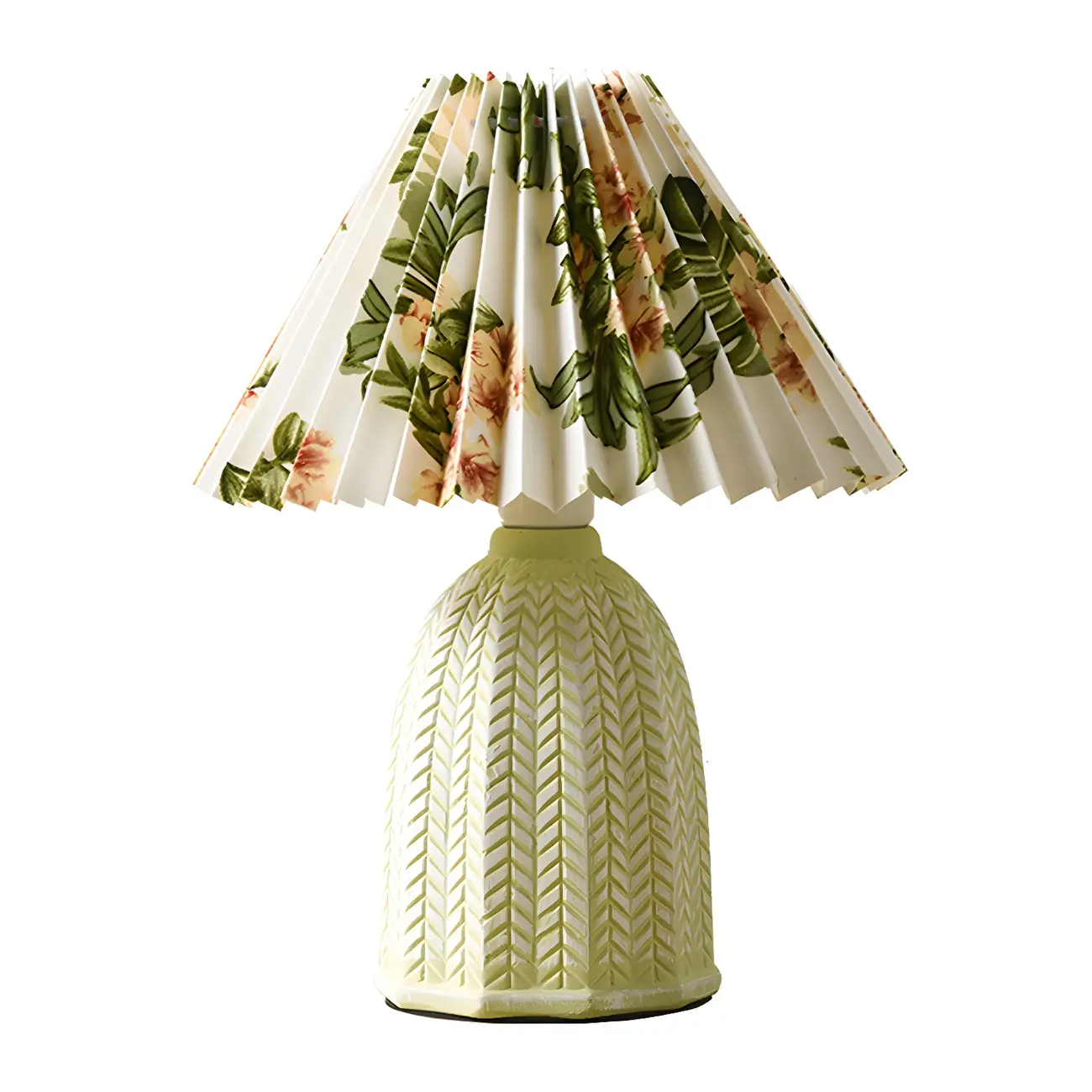 Country Style Pleated Shade Ceramic Table Lamp