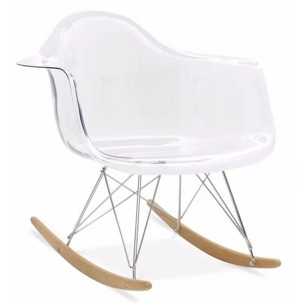 Crystal Clear Plastic Rocker Rocking Molded Shell With Arms Armchair