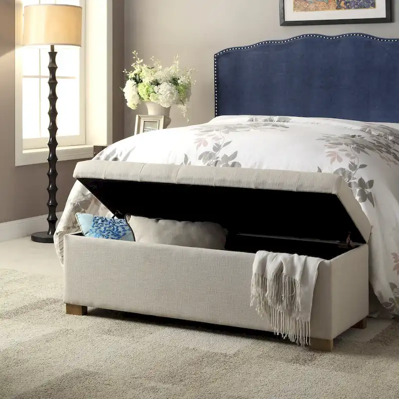Porch & Den Camero Beige Tufted Storage Bench