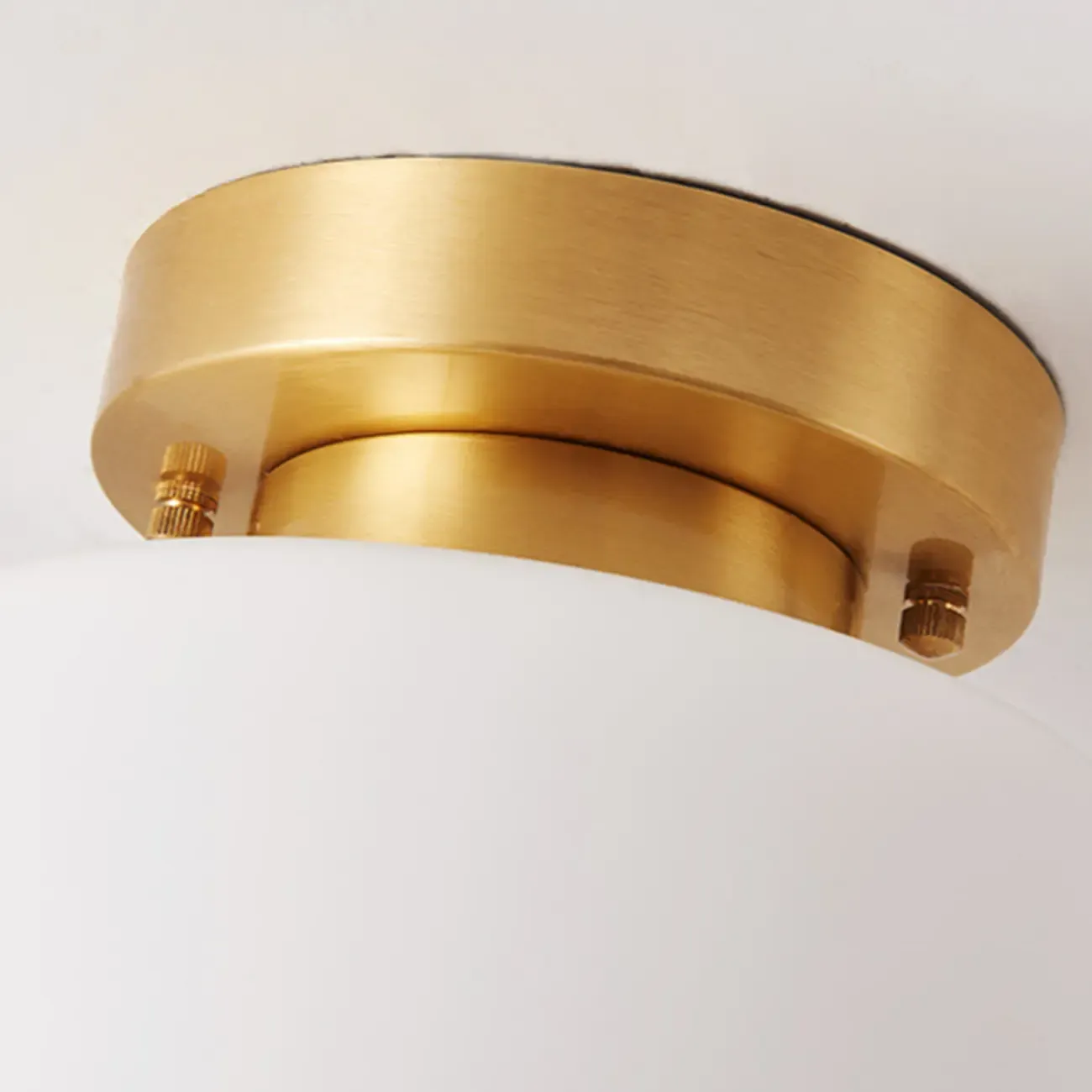 Modern White Glass Drum Golden Semi Flush Ceiling Light