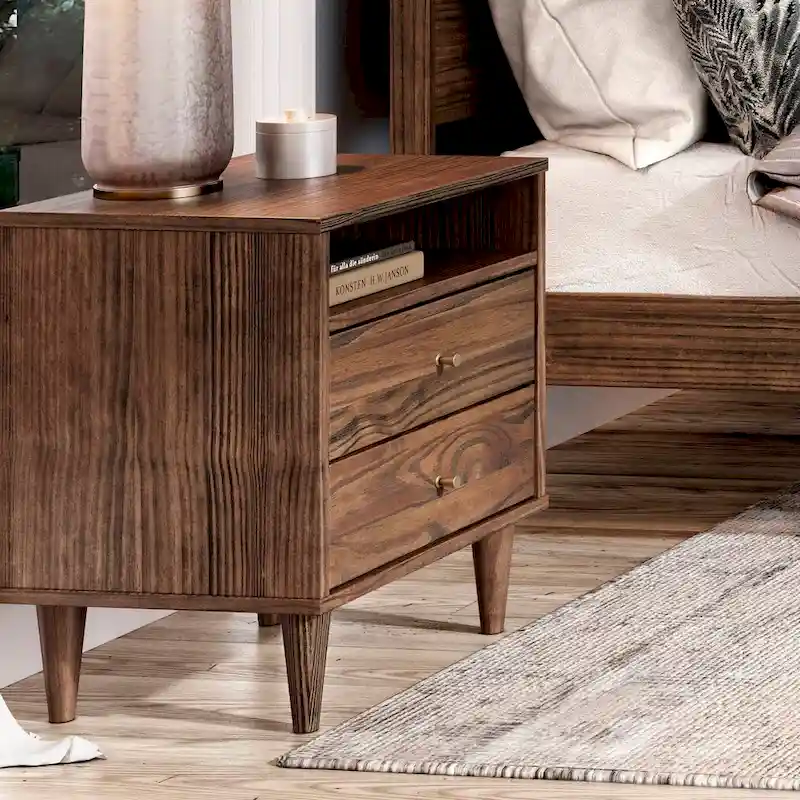 Grain Wood Furniture Mid Century Two-Drawer Nightstand