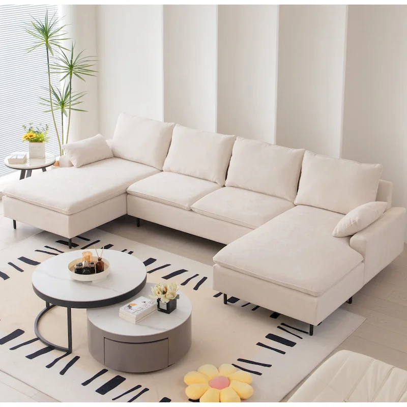 U-Shaped Upholstered Sectional Sofa with Double Chaise