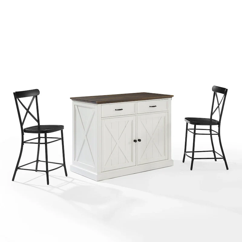 Crosley Clifton Kitchen Island W/Camille Stools - 50d x 47.75w x 36.25h