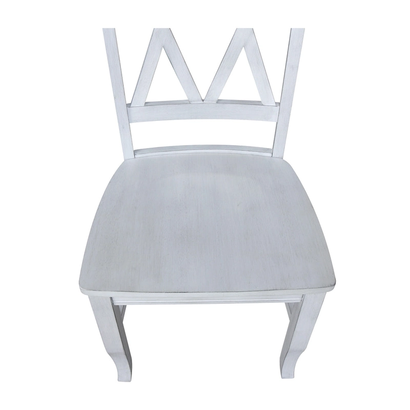 Double X-Back Solid Wood Chairs - Set of Two