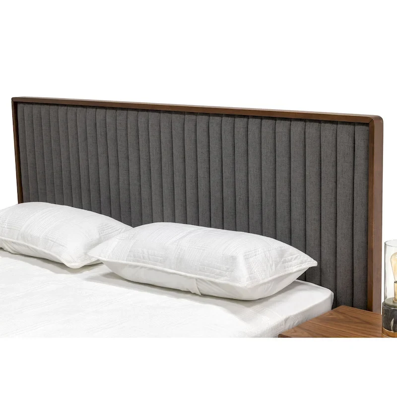 Nova Domus Metcalf Mid-Century Walnut & Grey Bed