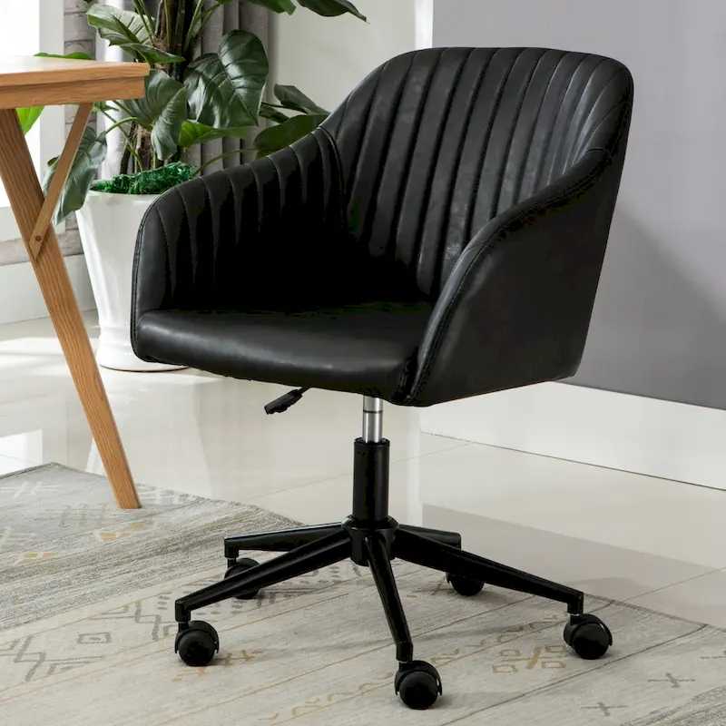 Office Desk Chair, Tufted PU Leather Upholstery