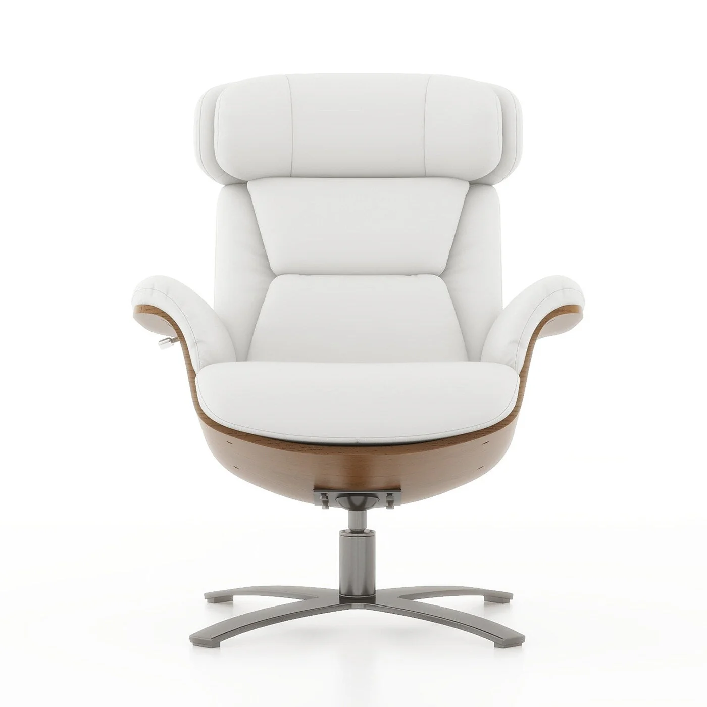 Jovan 31.5 Curved Wood Genuine Leather Recliner Lounge Chair