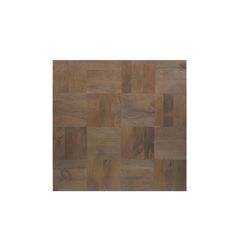 HomeRoots 40 Dark Brown and Black Solid Wood Square Block Coffee Table