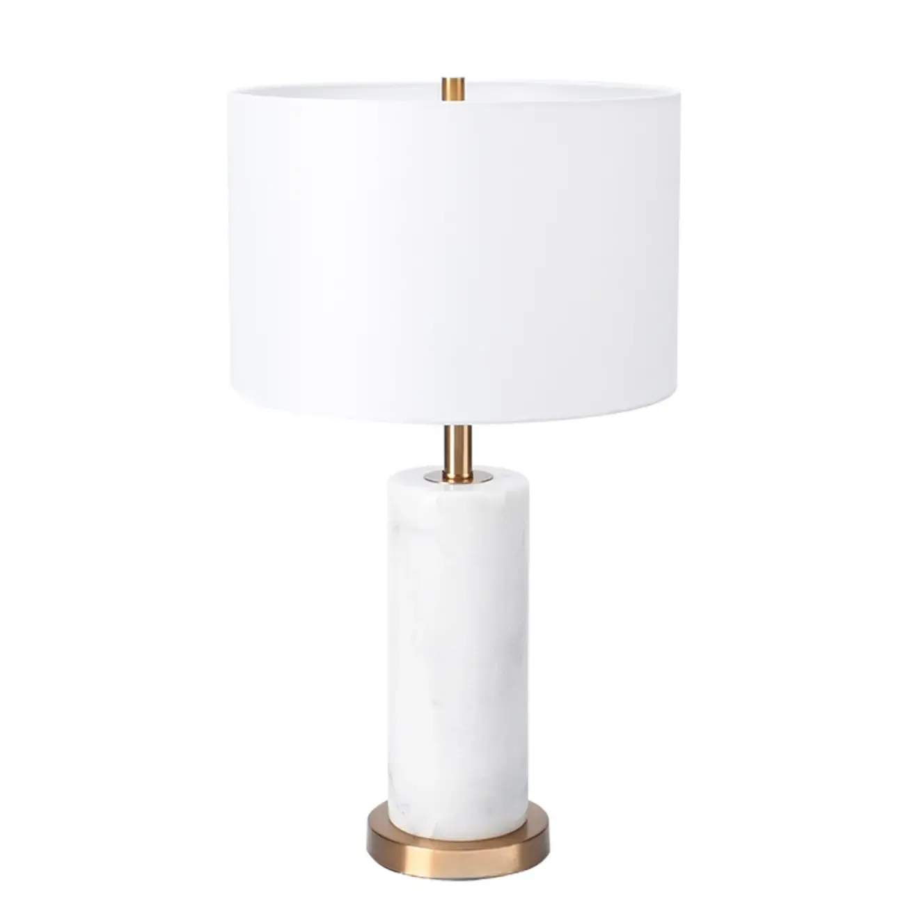 Modern Stone Table Lamp with Fabric Shade, LED Compatible