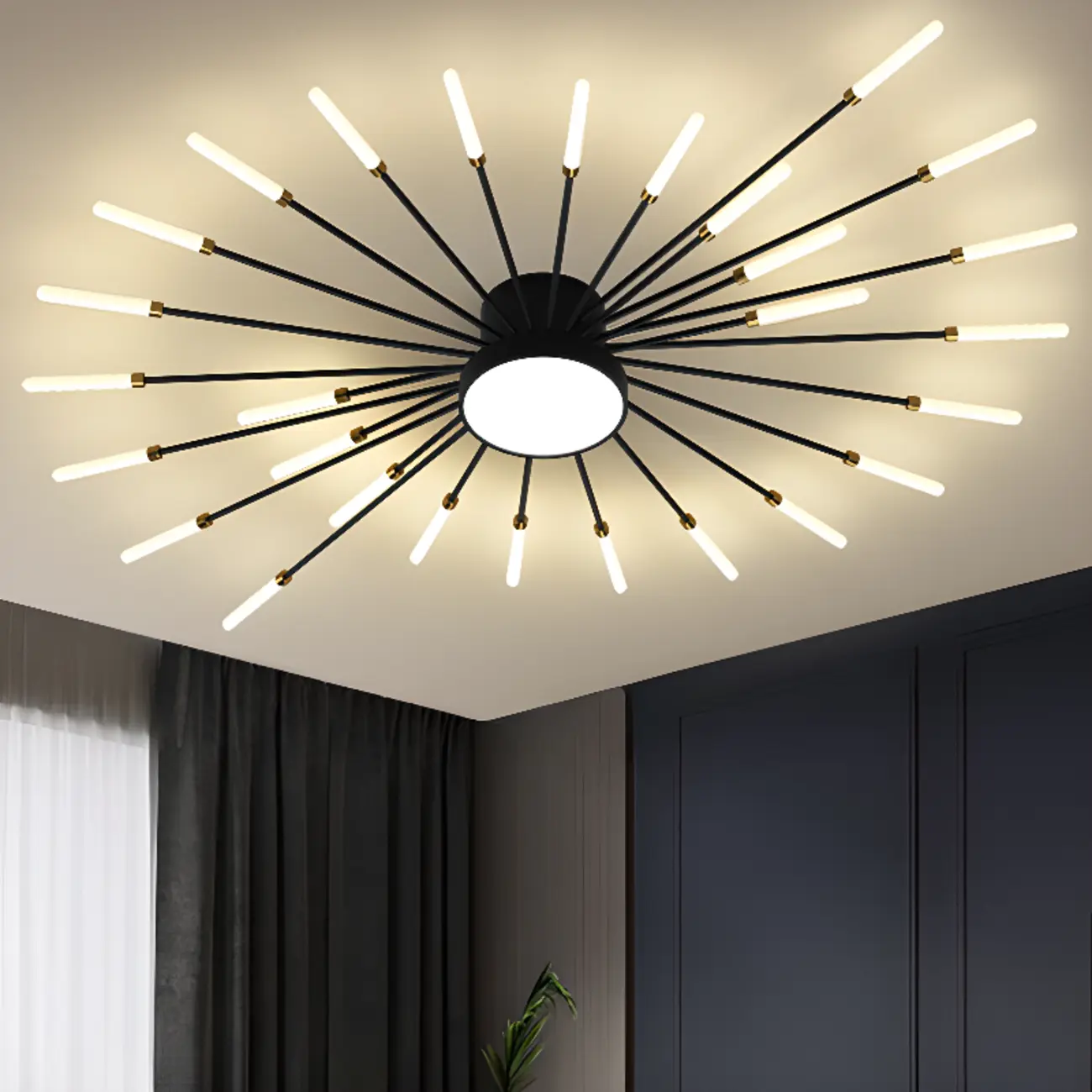Modern Gold Metal Sputnik Semi Flush Ceiling Light