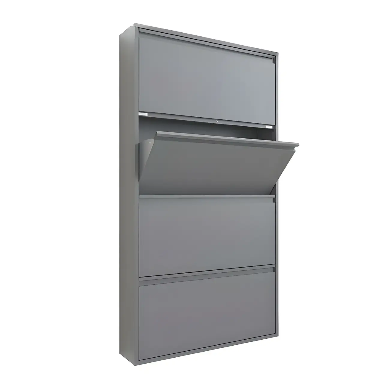 Grey/White Metal Wall Mounted Shoe Storage Cabinet