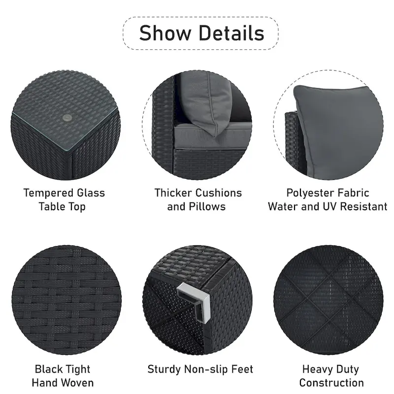 8-Piece Wicker Modular Sectional Sofa Set with Coffee Table