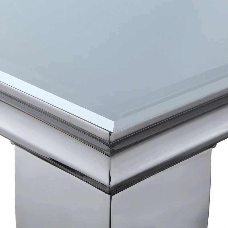 Glam 79-inch Chrome Leg Glass Top Dining Table