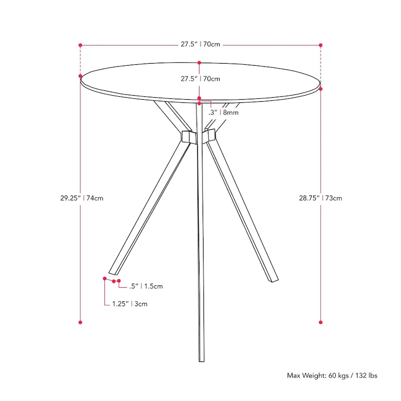 Eliana Glass Top Bistro Table
