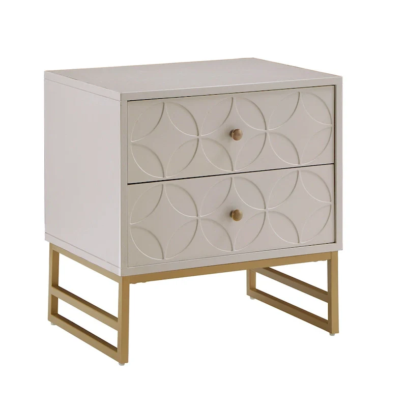 Arched Diamond 2- Drawer Gold Metal End Table