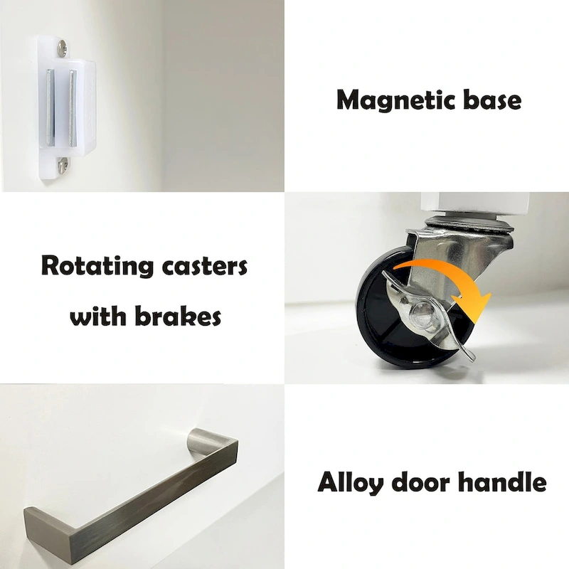 Kitchen island rolling trolley cart with Adjustable Shelves