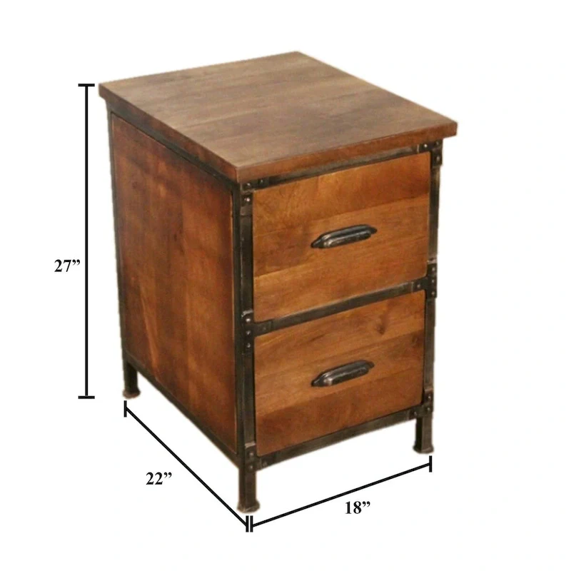 Solid Wood 2-drawer Handmade Rustic Filing Cabinet