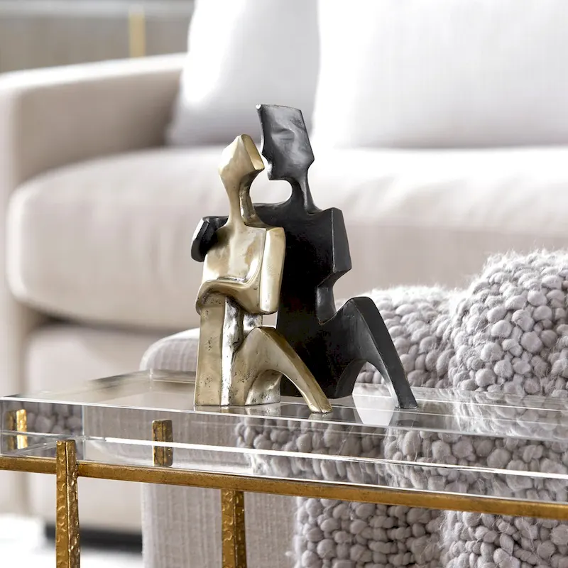 Uttermost Affection Bronze Gold Sculpture, Set of 2 - 8.25  H X 8  W X 2.75  D