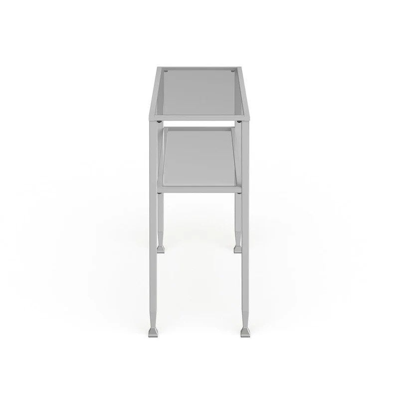 SEI Furniture Price Matte Gold Metal Console Table with Shelf and Tempered Glass